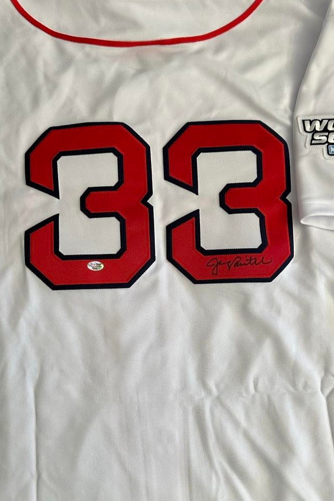 Jason Varitek Signed Red Sox 2004 World Series White Majestic Jersey - SureShot COA